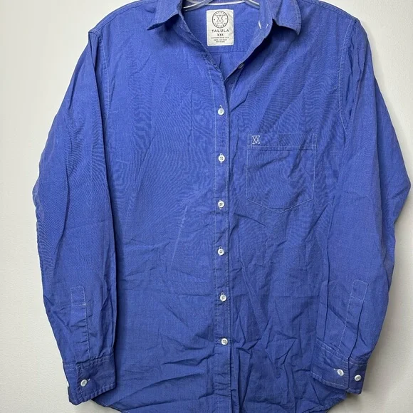 Talula Oxford Boyfriend Fit Button-Up Shirt – Blue XXS - Picture 4 of 8